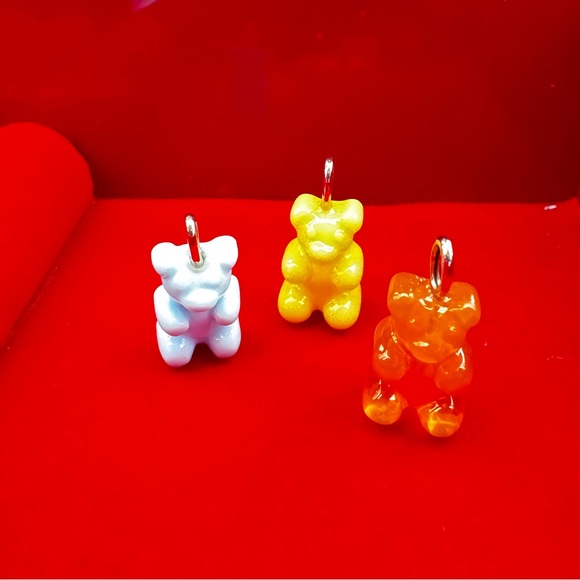 🐻 14k gold charm gummy bear resin necklace solid yellow gold bail kitsch kawaii - Picture 2 of 6